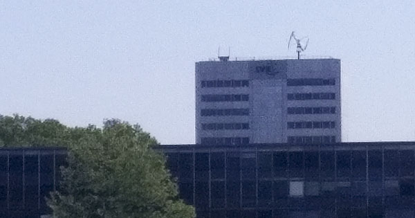 CleanVerTec of Vienna's VAWT on the roof of  Landschaftsverband Rheinland (LVR) in KÃ¶ln-Deutz in the spring of 2018.