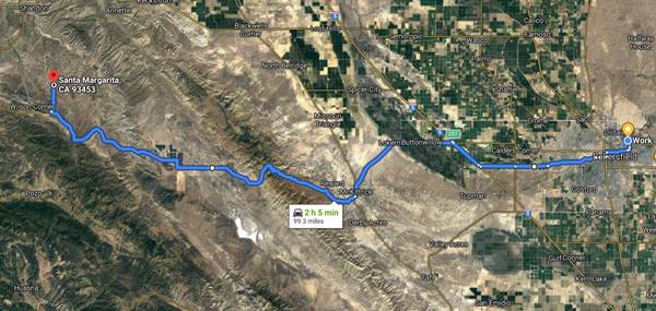 Route from bakersfield to shell creek road on hwy 58 across the temblor range and carrizo plains national monument.