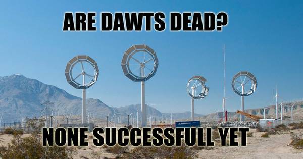 Ogin ducted wind turbines in the San Gorgonio Pass near Palm Springs in 2016. The turbines have since been removed.
