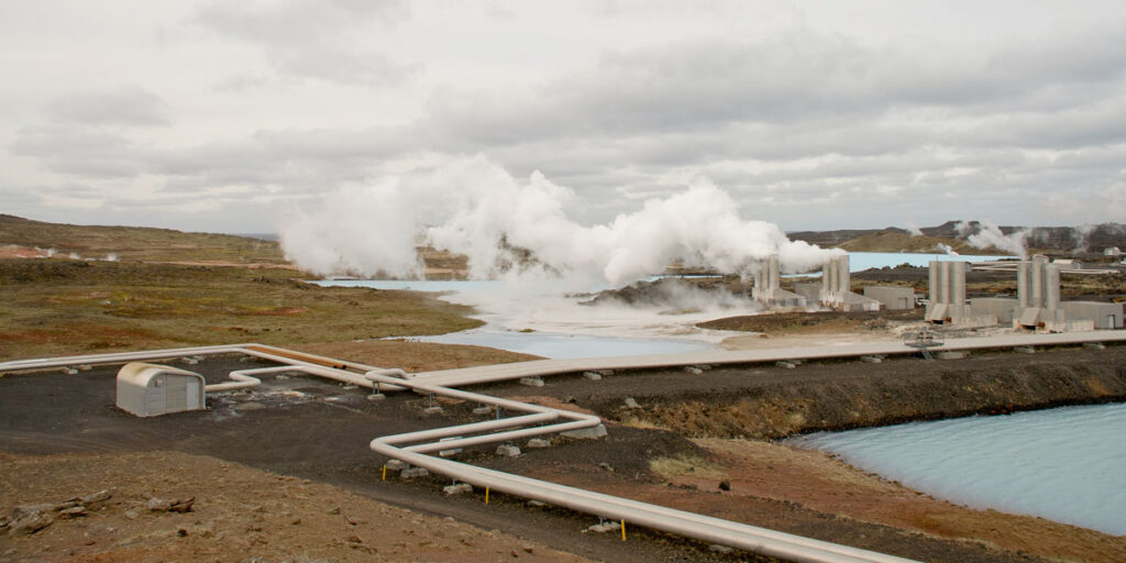 HS Orka geothemal power plants. Reykjanesvirkjum (Reykjenes power plant).