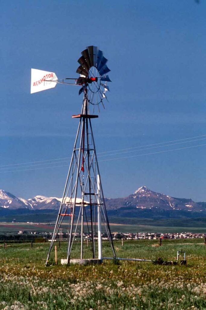 Aermotor at agricultural test station east of Pincher Creek, Alberta.