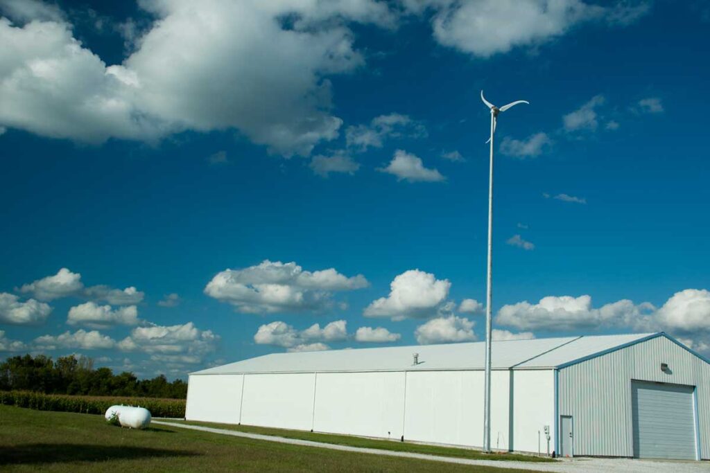 Skystream 1.7 meter diameter wind turbine in Alexandria, Indiana.