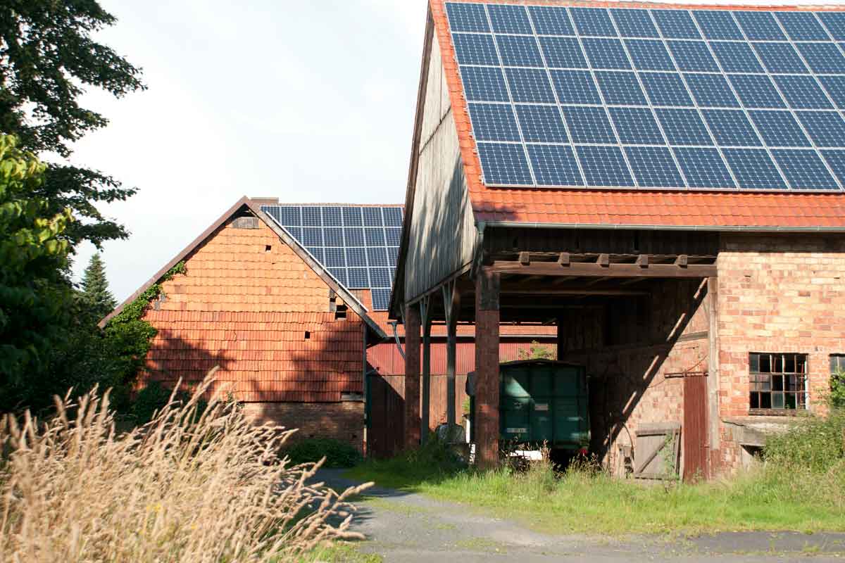 Solar pv in bioenergiedorf juende, lower saxony, germany.