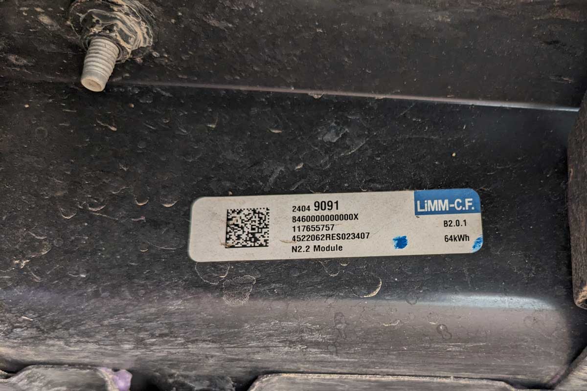 Gipe 2020 Chevy Bolt New Battery Id Tag