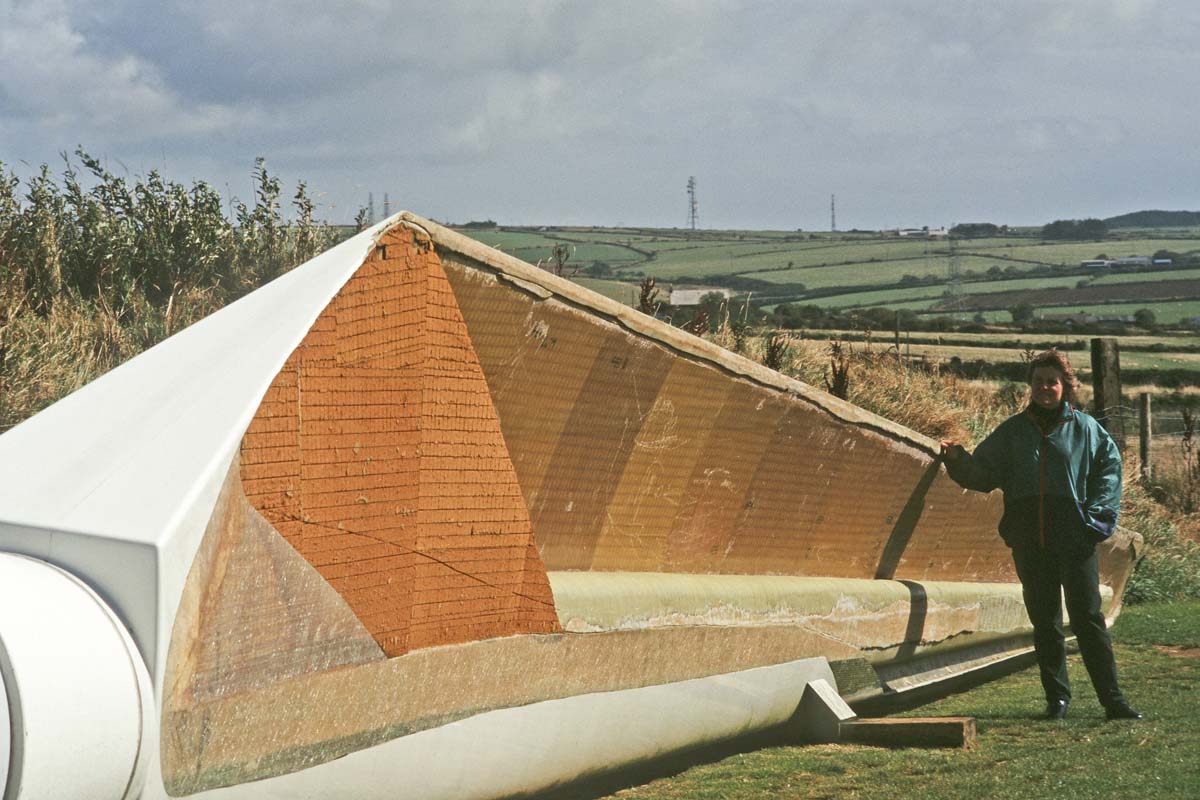 Delabole visitor center, blade cut away, cornwall, britian.