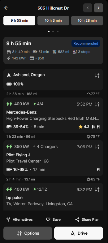 Abrp route details ashland to bakersfield
