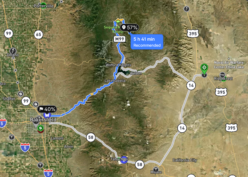 Bakersfield to Horse Meadow Round Trip
